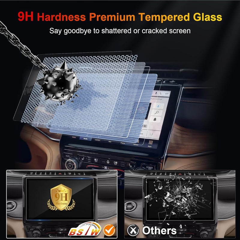 BSTW for 2024 Jeep Grand Cherokee Screen Protector for 2022-2025 Grand Cherokee 4xe 2021-2025 Grand Cherokee L 10.1-Inch Touchscreen Display Tempered Glass Protective Film - Image 4